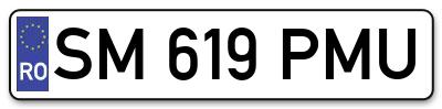 Placuta inmatriculare numar auto  SM-619-PMU, SM 619 PMU, SM619PMU