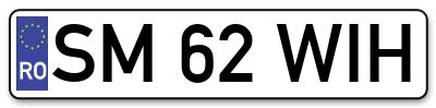 Placuta inmatriculare numar auto  SM-62-WIH, SM 62 WIH, SM62WIH