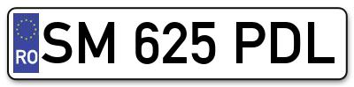 Placuta inmatriculare numar auto  SM-625-PDL, SM 625 PDL, SM625PDL