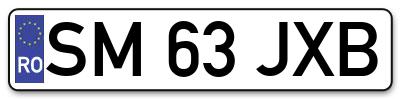Placuta inmatriculare numar auto  SM-63-JXB, SM 63 JXB, SM63JXB