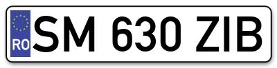 Placuta inmatriculare numar auto  SM-630-ZIB, SM 630 ZIB, SM630ZIB