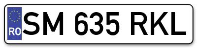 Placuta inmatriculare numar auto  SM-635-RKL, SM 635 RKL, SM635RKL
