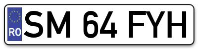 Placuta inmatriculare numar auto  SM-64-FYH, SM 64 FYH, SM64FYH