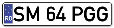 Placuta inmatriculare numar auto  SM-64-PGG, SM 64 PGG, SM64PGG