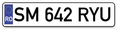 Placuta inmatriculare numar auto  SM-642-RYU, SM 642 RYU, SM642RYU