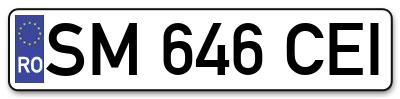 Placuta inmatriculare numar auto  SM-646-CEI, SM 646 CEI, SM646CEI