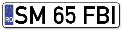 Placuta inmatriculare numar auto  SM-65-FBI, SM 65 FBI, SM65FBI