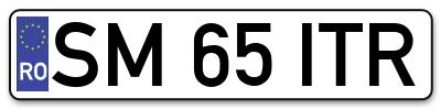 Placuta inmatriculare numar auto  SM-65-ITR, SM 65 ITR, SM65ITR