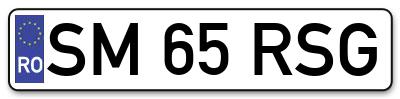 Placuta inmatriculare numar auto  SM-65-RSG, SM 65 RSG, SM65RSG