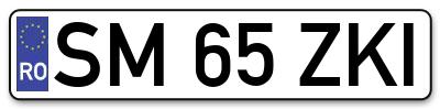 Placuta inmatriculare numar auto  SM-65-ZKI, SM 65 ZKI, SM65ZKI