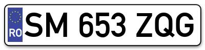 Placuta inmatriculare numar auto  SM-653-ZQG, SM 653 ZQG, SM653ZQG