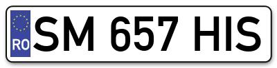 Placuta inmatriculare numar auto  SM-657-HIS, SM 657 HIS, SM657HIS