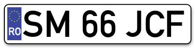 Placuta inmatriculare numar auto  SM-66-JCF, SM 66 JCF, SM66JCF