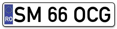 Placuta inmatriculare numar auto  SM-66-OCG, SM 66 OCG, SM66OCG