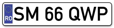 Placuta inmatriculare numar auto  SM-66-QWP, SM 66 QWP, SM66QWP