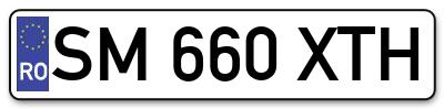 Placuta inmatriculare numar auto  SM-660-XTH, SM 660 XTH, SM660XTH