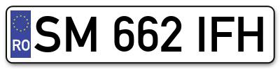 Placuta inmatriculare numar auto  SM-662-IFH, SM 662 IFH, SM662IFH