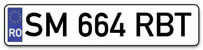 Placuta inmatriculare numar auto  SM-664-RBT, SM 664 RBT, SM664RBT
