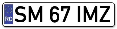Placuta inmatriculare numar auto  SM-67-IMZ, SM 67 IMZ, SM67IMZ