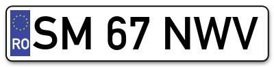 Placuta inmatriculare numar auto  SM-67-NWV, SM 67 NWV, SM67NWV