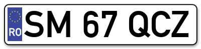 Placuta inmatriculare numar auto  SM-67-QCZ, SM 67 QCZ, SM67QCZ