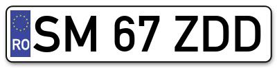 Placuta inmatriculare numar auto  SM-67-ZDD, SM 67 ZDD, SM67ZDD