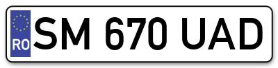 Placuta inmatriculare numar auto  SM-670-UAD, SM 670 UAD, SM670UAD