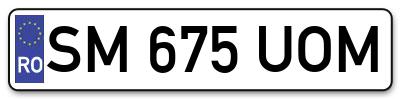 Placuta inmatriculare numar auto  SM-675-UOM, SM 675 UOM, SM675UOM