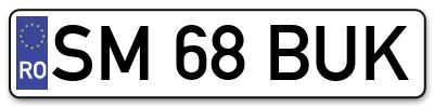 Placuta inmatriculare numar auto  SM-68-BUK, SM 68 BUK, SM68BUK
