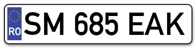 Placuta inmatriculare numar auto  SM-685-EAK, SM 685 EAK, SM685EAK