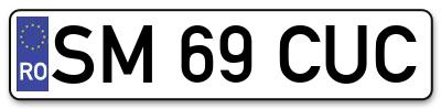 Placuta inmatriculare numar auto  SM-69-CUC, SM 69 CUC, SM69CUC