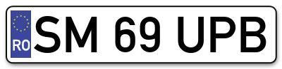 Placuta inmatriculare numar auto  SM-69-UPB, SM 69 UPB, SM69UPB