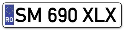 Placuta inmatriculare numar auto  SM-690-XLX, SM 690 XLX, SM690XLX