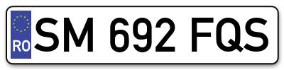 Placuta inmatriculare numar auto  SM-692-FQS, SM 692 FQS, SM692FQS