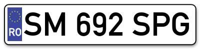 Placuta inmatriculare numar auto  SM-692-SPG, SM 692 SPG, SM692SPG