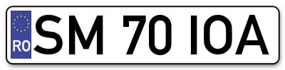 Placuta inmatriculare numar auto  SM-70-IOA, SM 70 IOA, SM70IOA