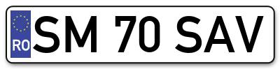 Placuta inmatriculare numar auto  SM-70-SAV, SM 70 SAV, SM70SAV
