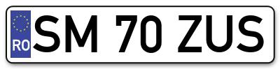 Placuta inmatriculare numar auto  SM-70-ZUS, SM 70 ZUS, SM70ZUS
