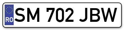 Placuta inmatriculare numar auto  SM-702-JBW, SM 702 JBW, SM702JBW
