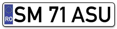 Placuta inmatriculare numar auto  SM-71-ASU, SM 71 ASU, SM71ASU