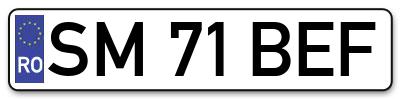 Placuta inmatriculare numar auto  SM-71-BEF, SM 71 BEF, SM71BEF