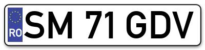 Placuta inmatriculare numar auto  SM-71-GDV, SM 71 GDV, SM71GDV