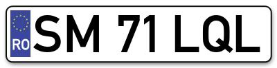 Placuta inmatriculare numar auto  SM-71-LQL, SM 71 LQL, SM71LQL
