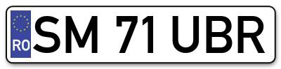 Placuta inmatriculare numar auto  SM-71-UBR, SM 71 UBR, SM71UBR