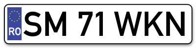 Placuta inmatriculare numar auto  SM-71-WKN, SM 71 WKN, SM71WKN
