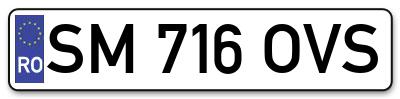 Placuta inmatriculare numar auto  SM-716-OVS, SM 716 OVS, SM716OVS
