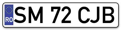 Placuta inmatriculare numar auto  SM-72-CJB, SM 72 CJB, SM72CJB