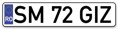 Placuta inmatriculare numar auto  SM-72-GIZ, SM 72 GIZ, SM72GIZ