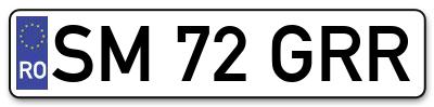 Placuta inmatriculare numar auto  SM-72-GRR, SM 72 GRR, SM72GRR