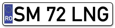 Placuta inmatriculare numar auto  SM-72-LNG, SM 72 LNG, SM72LNG